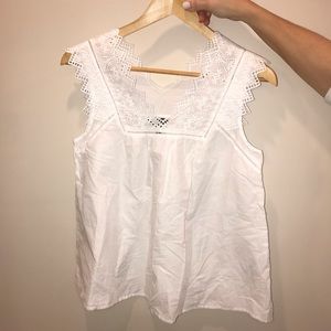 New With Tag J Crew White Cotton Sleeveless Blouse
